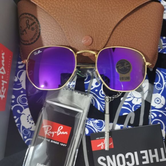 NWT Rayban Flat Hexagonal Lilac 💯Authentic 3548 - Picture 4 of 5
